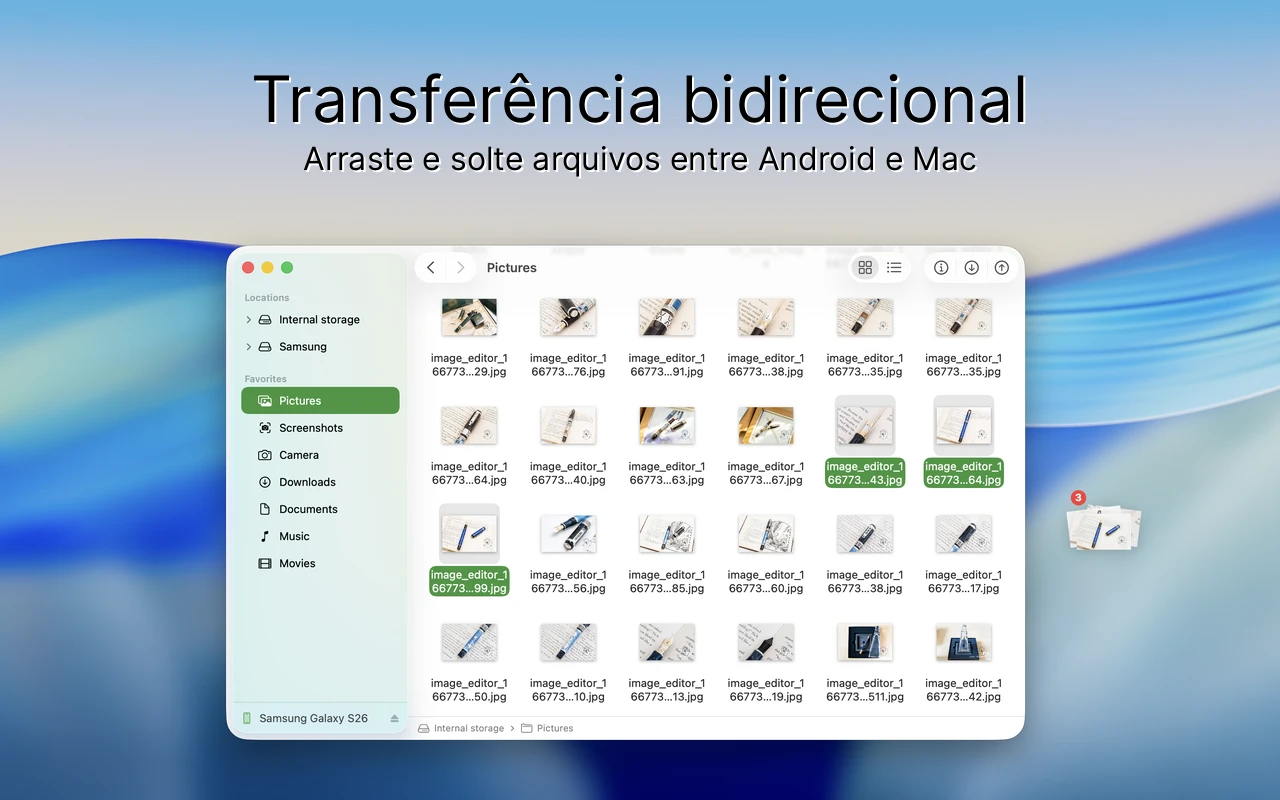 Interface do Findroid - Transferência de arquivos